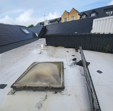 Leak detection flat roof single ply hotel Co. Mayo