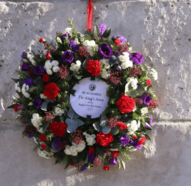 The wreath left by the King's Army of the English Civil War Society 