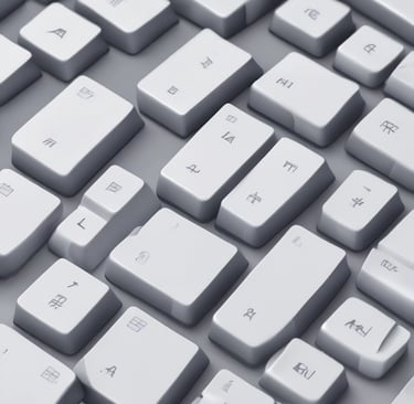 A smartphone displaying the is resting on a laptop keyboard. The phone screen reflects purple and white light patterns, adding a modern and tech-focused ambiance.