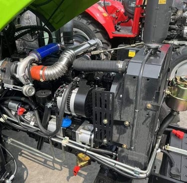 a tractor with a large engine and a large engine