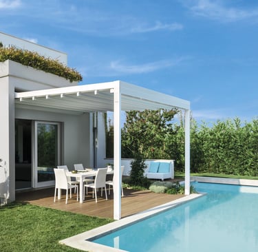 pergola à toile rétractable, lyon et rhône alpes, bioclimatique, store, stomfy, pergola, sur mesure 