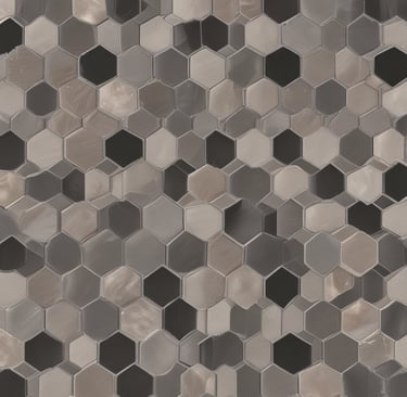 The image features an interior view of a home with modern decor. There is a sliding barn door to the left, leading into an entryway with natural light coming through the front door. The walls are adorned with artwork and decorations, including framed pictures and a mounted set of horns. A portion of the dining area is visible, featuring a patterned chair and reflective surfaces.