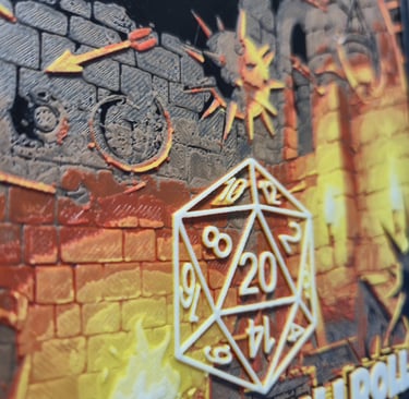 Vue zoomé d'un tableau Hueforge montrant le relief