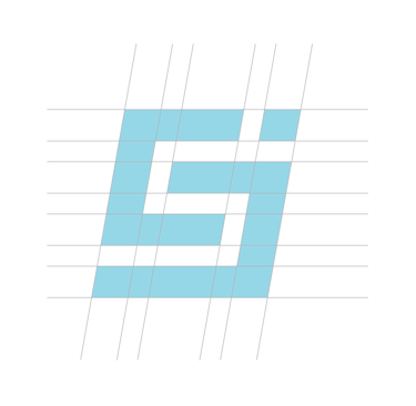 a blue and white logo with a blue and white letter e