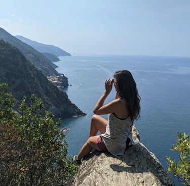 taking in the view in Cinque Terre, Italy