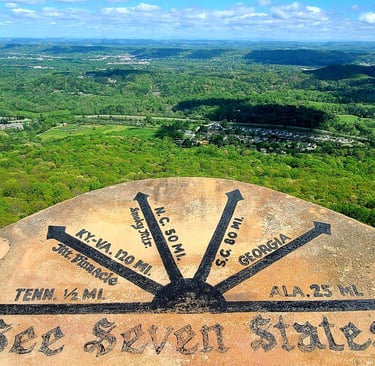 Lookout Mtn, GA - Rock City's 7 States viewpoint from the top of the mountain