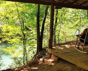 Greenway Park, Chattanooga - old cabin in the woods, the back porch overlooks N. Chickamauga Creek