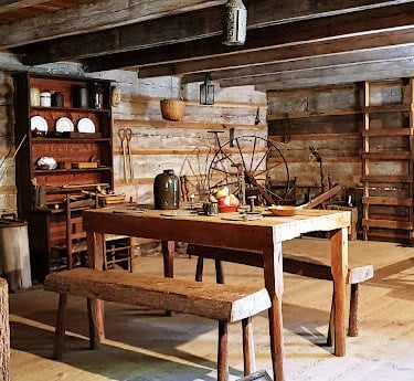 Calhoun, GA - Interior of a Cherokee cabin in early 1800's 