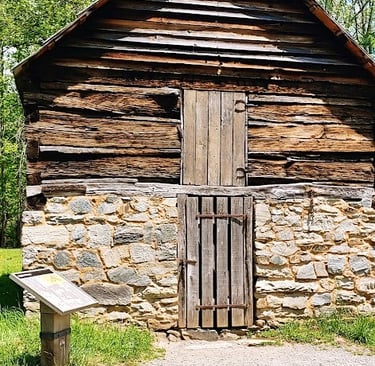 Smoky Mountains, N. Carolina - log apple house at Mountain Farm Museum