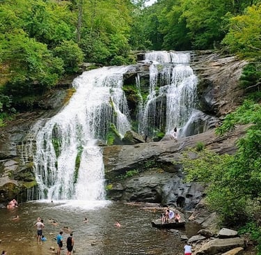 Tellico Plains TN - Bald River falls over the cliff, cascading over rock formations