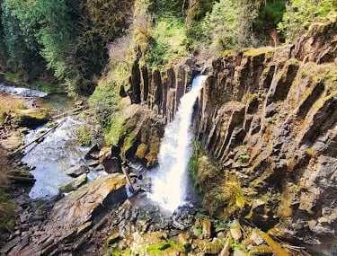 Salem, OR - Side view of Drift Creek Falls from the suspension bridge above