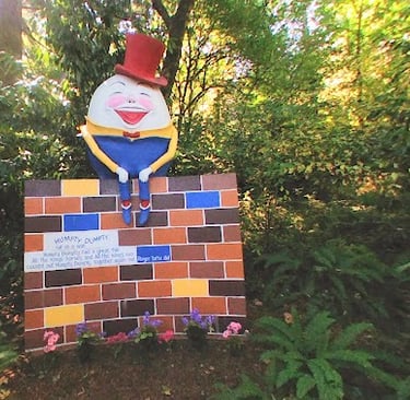 Salem, OR - Enchanted Forest with fairytale scenes on the wooded paths like Humpty Dumpty