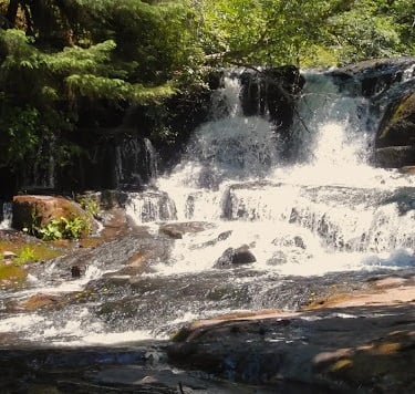 Eugene, OR - McDowell Falls cascades down the rock ledges