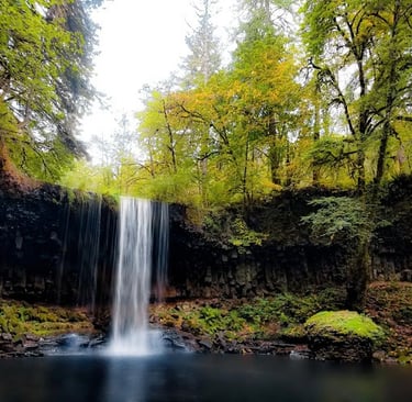 Portland, OR - Upper Beaver Falls over the cliff creates a wading pool at the bottom