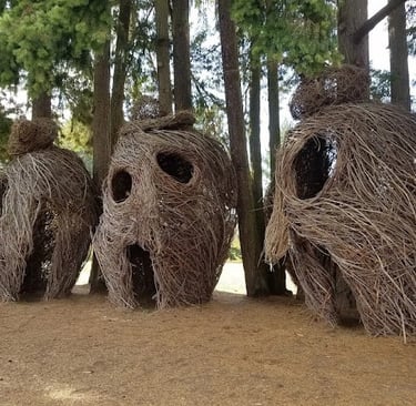 Portland, OR - Artist created screaming faces out of sticks at Orenco Park