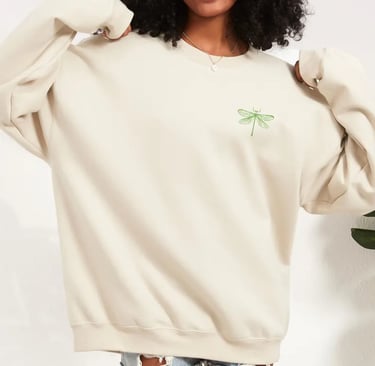 Embroidered Dragonfly Sweatshirt: Cozy Cottagecore Pullover