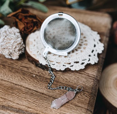 Crystal Tea Ball Strainer - Rose Quartz