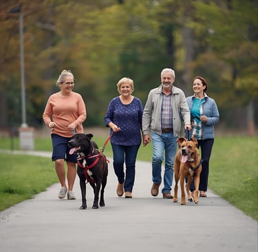 Happy Paws Burlington dog walking team providing consistent care for rescue dogs
