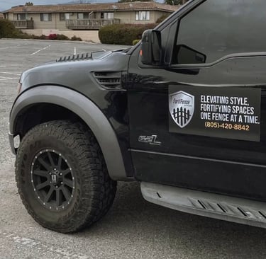 Company truck with fortifence logo.