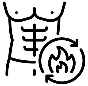 icon showing a six pack and fat burning