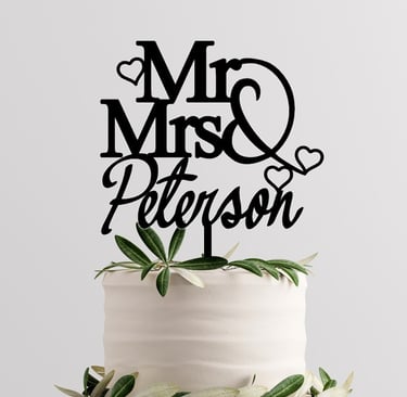 TBD001 - Mr & Mrs Surname with Hearts £6