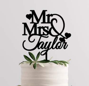 TBD005 - Mr & Mrs Surname with Solid Hearts £6