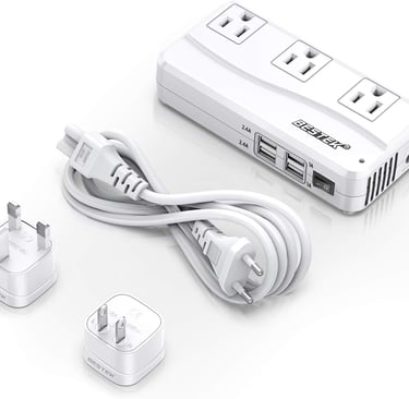 BESTEK Universal Travel Adapter 220V to 110V Voltage Converter with 6A 4-Port USB Charging