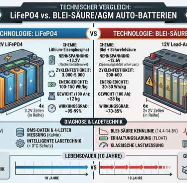 technischer vergleich lifepo4 vs blei säure batterie auto