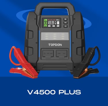 TOPDON V4500 Plus – Die 12V-Starthilfe für schwere Aufgaben Der V4500 Plus richtet sich an Werkstätten, Pannendienste und Di