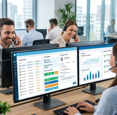 CRM and dialer systems helping businesses improve lead management, sales productivity, and customer communication.