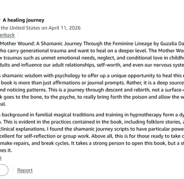 Positive Amazon review for Healing the Mother Wound paperback book by Guzalia Davis.