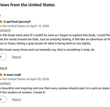 Screenshot of positive Amazon customer book reviews with five-star ratings and testimonials.