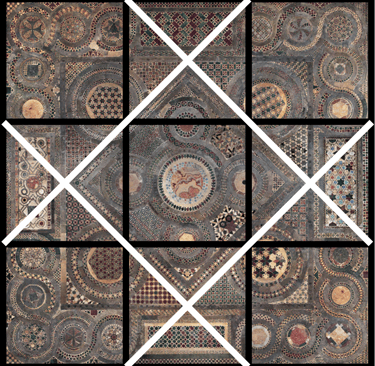 The Cosmati Pavement in Westminster Abbey, shown with the Auseklis pattern overlaid