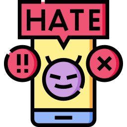 Digital illustration representing cyberbullying and online hate speech on a smartphone device.