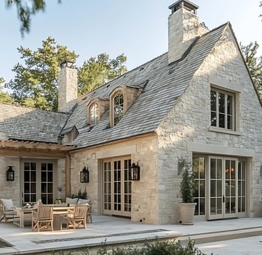 a house with a large patio area and a patio area