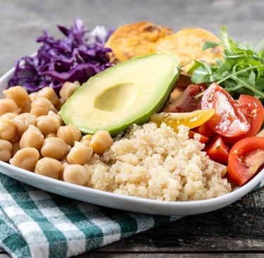 Fiber-rich food items in a plate