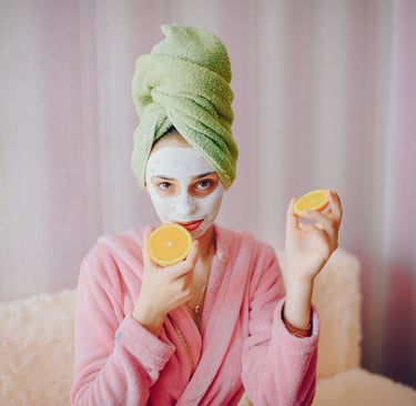 a woman wearing homemade face mask