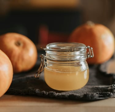 Apple cider vinegar in a glass jar