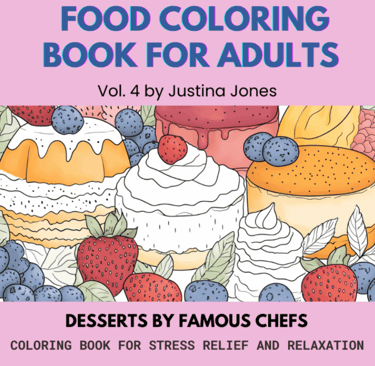Food Coloring Book Cover with Desserts