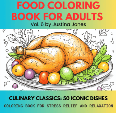 Food Coloring Book Cover with a roast turkey platter