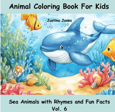 Animal Coloring Book Cover with Sea Animals