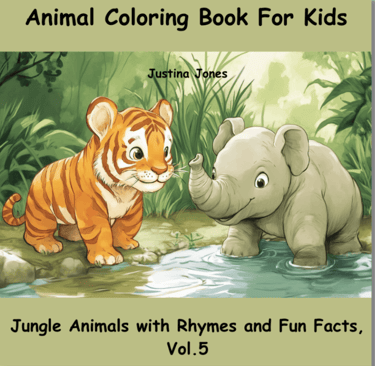 Animal Coloring Book Cover with Jungle Animals