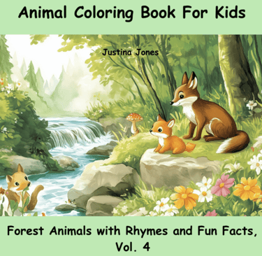 Animal Coloring Book Cover with Forest Animals