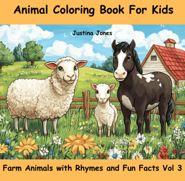 Animal Coloring Book Cover with Farm Animals