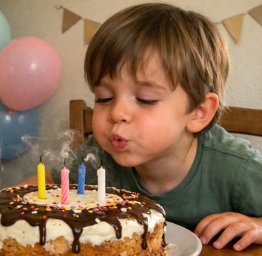 Niño soplando velas cumpleaños