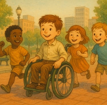 Niños jugando inclusivamente en un cuento con valores
