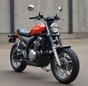 A dimly lit auto repair garage with two yellow cars, one on a lift and another below it. Various car parts, tools, and equipment are scattered around. A person is working at a desk on the right, while another person walks in the center. Shelves on the left are filled with tires and other items.