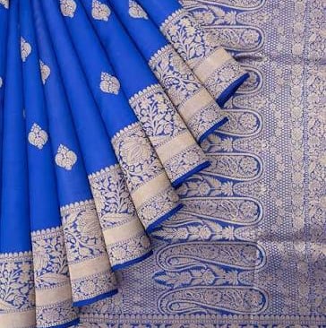 Pure Blue Silk Saree