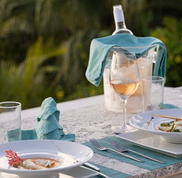 Romantic villa dinner setup in Saint Martin