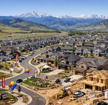 Brand new neighborhood in the Front Range. Some homes are already inhabited while others are being built.
